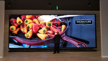 Man in front of video wall